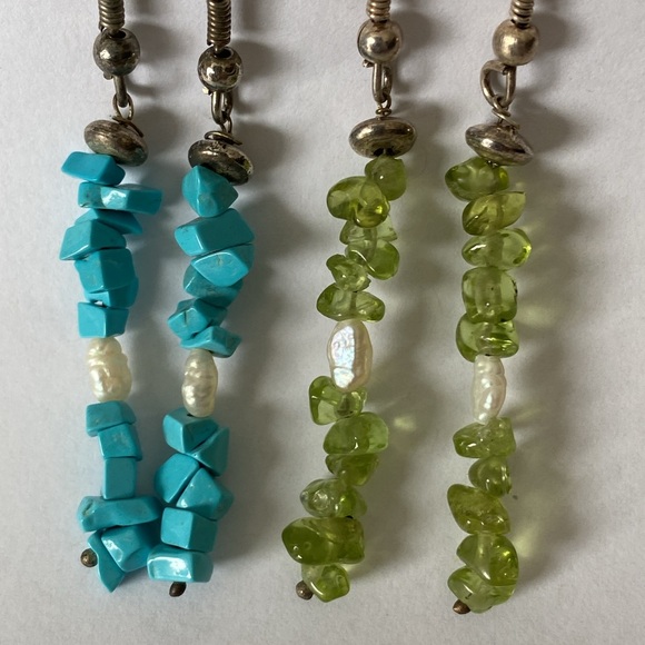 2x drop earrings w/ fresh water pearl accent- french hook. Made India - Picture 1 of 8